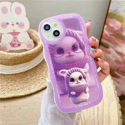 For iPhone 15 Case Curly Wave Frame Pattern Printed TPU Phone Cover