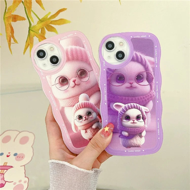 For iPhone 15 Case Curly Wave Frame Pattern Printed TPU Phone Cover