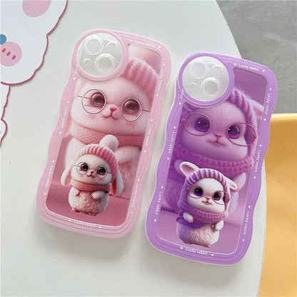 For iPhone 15 Case Curly Wave Frame Pattern Printed TPU Phone Cover