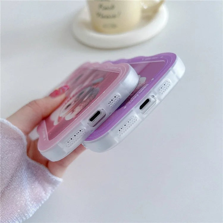 For iPhone 15 Case Curly Wave Frame Pattern Printed TPU Phone Cover