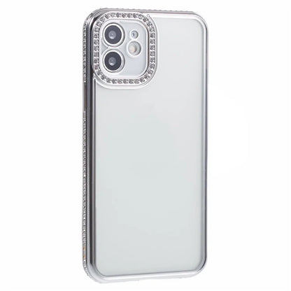 For iPhone 12 Case Bling Rhinestones Decor TPU Clear Back Cover