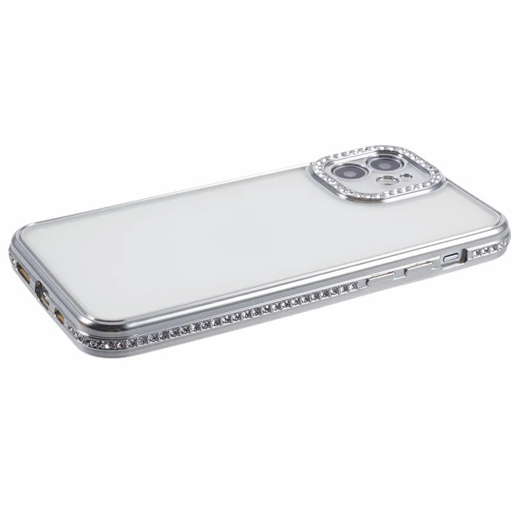 For iPhone 12 Case Bling Rhinestones Decor TPU Clear Back Cover