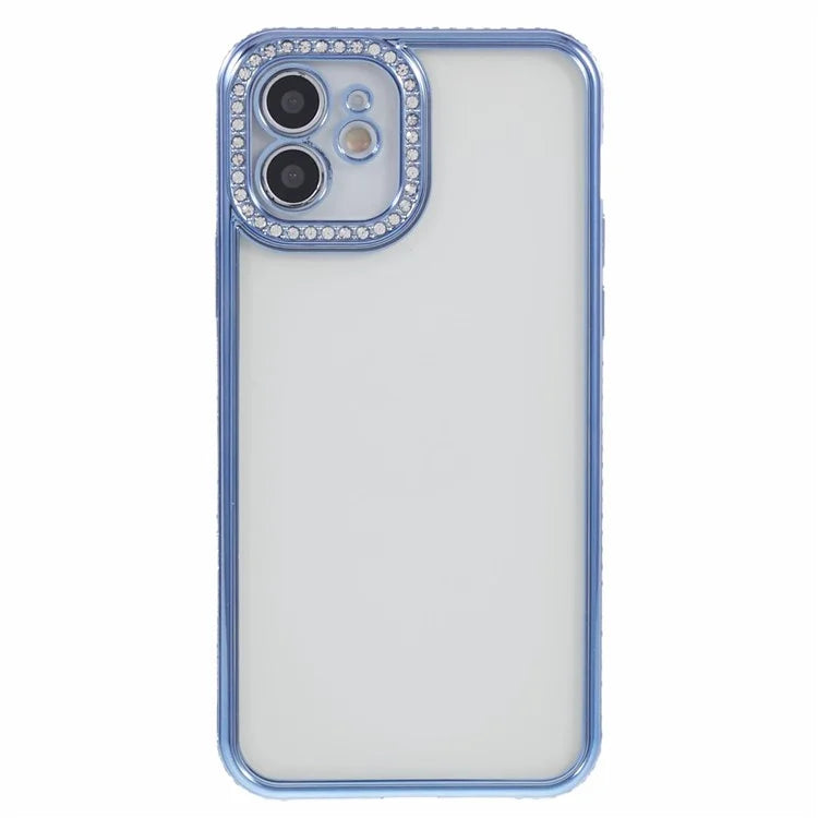 For iPhone 12 Case Bling Rhinestones Decor TPU Clear Back Cover