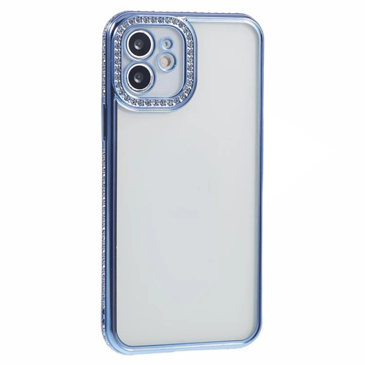 For iPhone 12 Case Bling Rhinestones Decor TPU Clear Back Cover