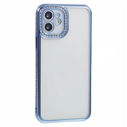 For iPhone 12 Case Bling Rhinestones Decor TPU Clear Back Cover