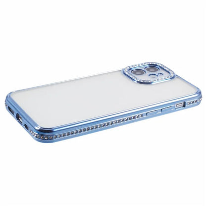 For iPhone 12 Case Bling Rhinestones Decor TPU Clear Back Cover