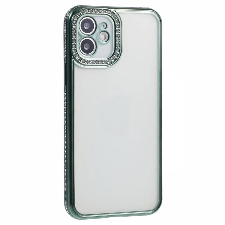 For iPhone 12 Case Bling Rhinestones Decor TPU Clear Back Cover