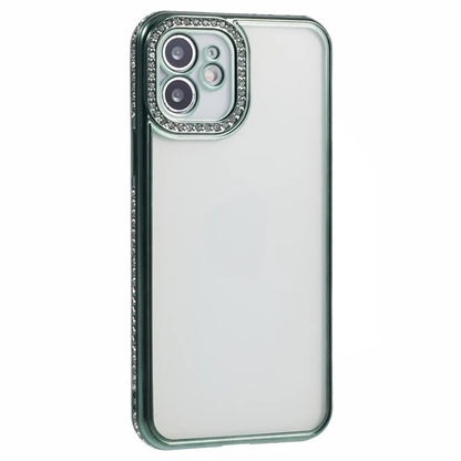 For iPhone 12 Case Bling Rhinestones Decor TPU Clear Back Cover
