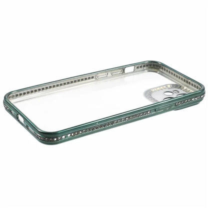 For iPhone 12 Case Bling Rhinestones Decor TPU Clear Back Cover