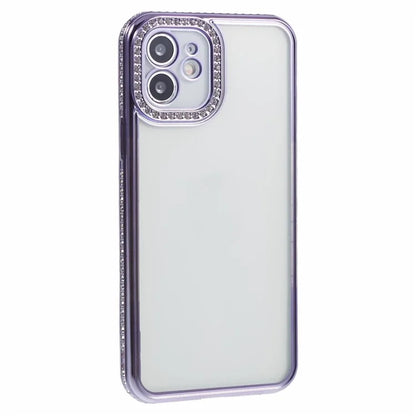 For iPhone 12 Case Bling Rhinestones Decor TPU Clear Back Cover