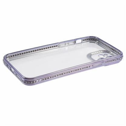 For iPhone 12 Case Bling Rhinestones Decor TPU Clear Back Cover