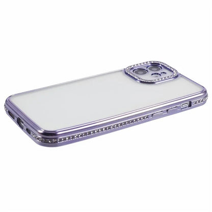 For iPhone 12 Case Bling Rhinestones Decor TPU Clear Back Cover