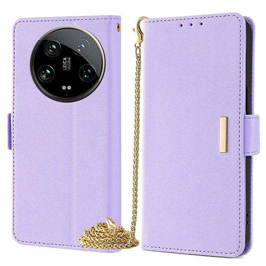 For Xiaomi 14 Ultra Case RFID Blocking PU Leather Wallet Flip Phone Cover with Shoulder Strap