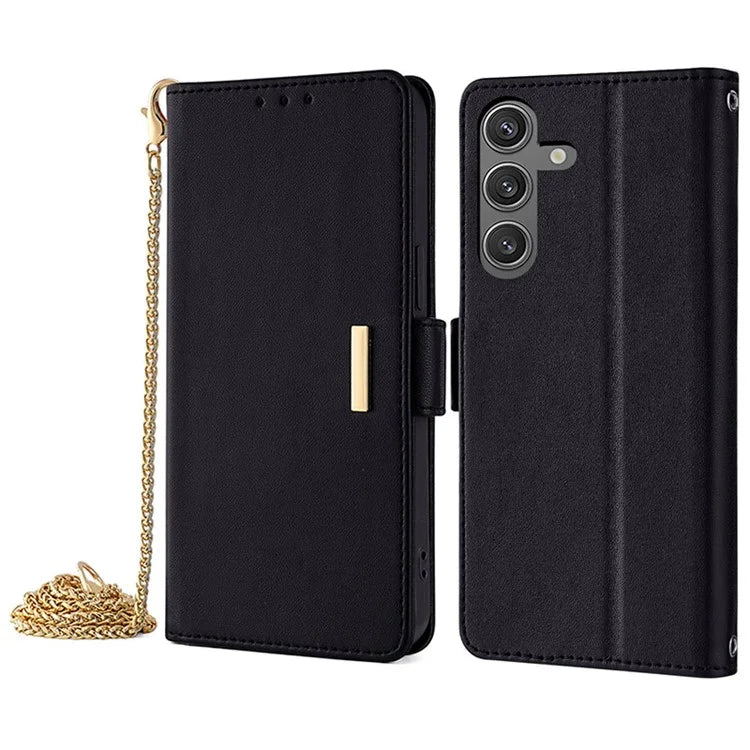 For Samsung Galaxy S24 Case RFID Blocking Leather Phone Cover with Hand Strap / Shoulder Strap