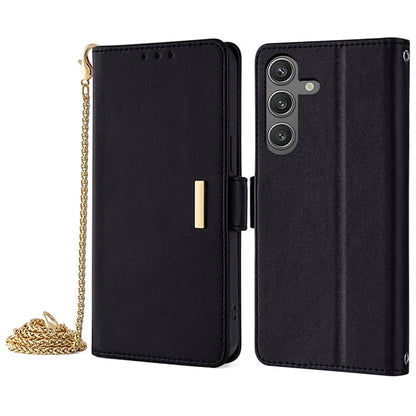 For Samsung Galaxy S24 Case RFID Blocking Leather Phone Cover with Hand Strap / Shoulder Strap