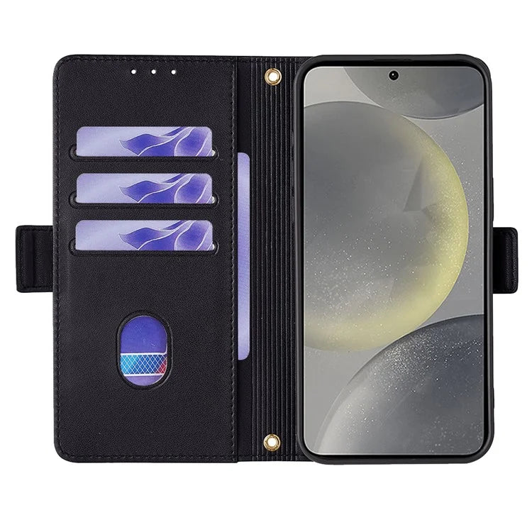 For Samsung Galaxy S24 Case RFID Blocking Leather Phone Cover with Hand Strap / Shoulder Strap