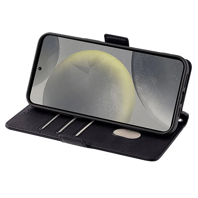 For Samsung Galaxy S24 Case RFID Blocking Leather Phone Cover with Hand Strap / Shoulder Strap