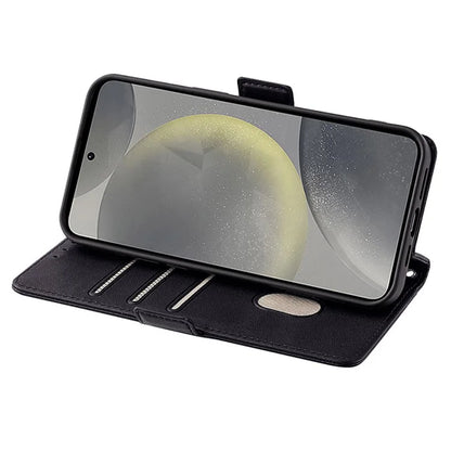 For Samsung Galaxy S24 Case RFID Blocking Leather Phone Cover with Hand Strap / Shoulder Strap