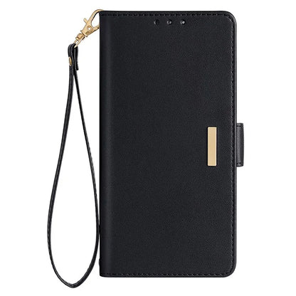 For Samsung Galaxy S24 Case RFID Blocking Leather Phone Cover with Hand Strap / Shoulder Strap