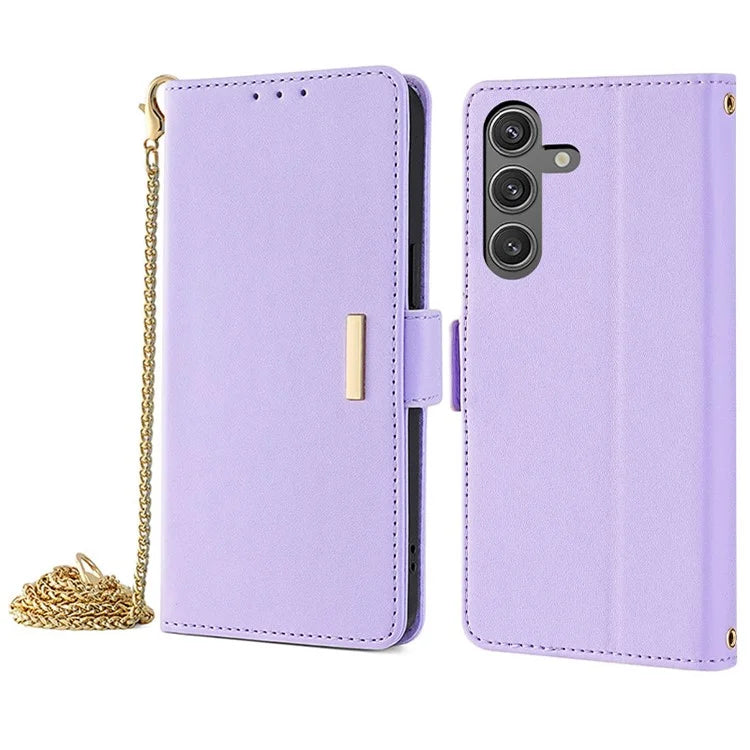For Samsung Galaxy S24 Case RFID Blocking Leather Phone Cover with Hand Strap / Shoulder Strap
