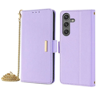 For Samsung Galaxy S24 Case RFID Blocking Leather Phone Cover with Hand Strap / Shoulder Strap