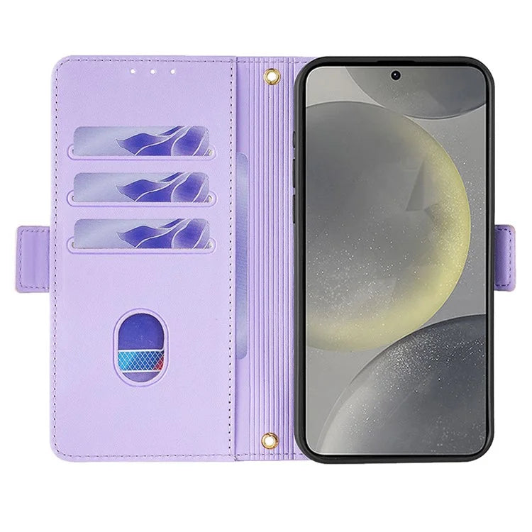 For Samsung Galaxy S24 Case RFID Blocking Leather Phone Cover with Hand Strap / Shoulder Strap