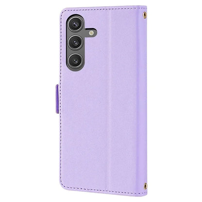 For Samsung Galaxy S24 Case RFID Blocking Leather Phone Cover with Hand Strap / Shoulder Strap