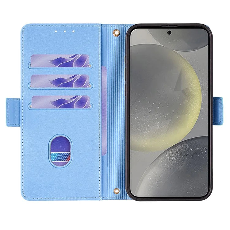 For Samsung Galaxy S24 Case RFID Blocking Leather Phone Cover with Hand Strap / Shoulder Strap