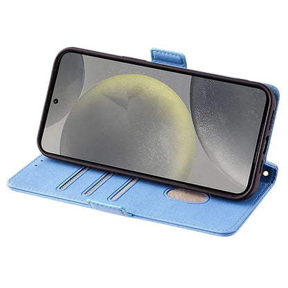 For Samsung Galaxy S24 Case RFID Blocking Leather Phone Cover with Hand Strap / Shoulder Strap