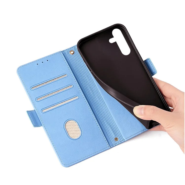 For Samsung Galaxy S24 Case RFID Blocking Leather Phone Cover with Hand Strap / Shoulder Strap