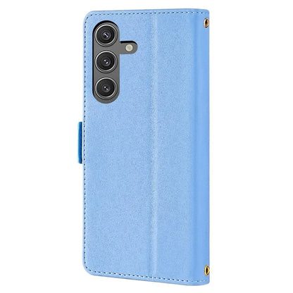 For Samsung Galaxy S24 Case RFID Blocking Leather Phone Cover with Hand Strap / Shoulder Strap