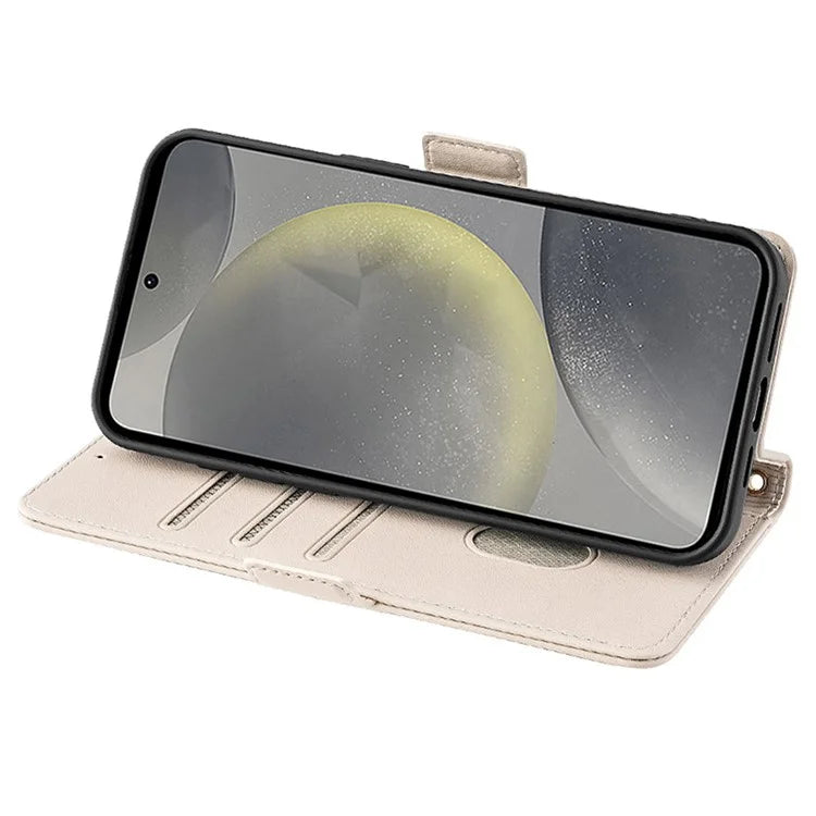 For Samsung Galaxy S24 Case RFID Blocking Leather Phone Cover with Hand Strap / Shoulder Strap