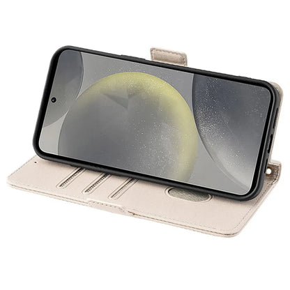 For Samsung Galaxy S24 Case RFID Blocking Leather Phone Cover with Hand Strap / Shoulder Strap