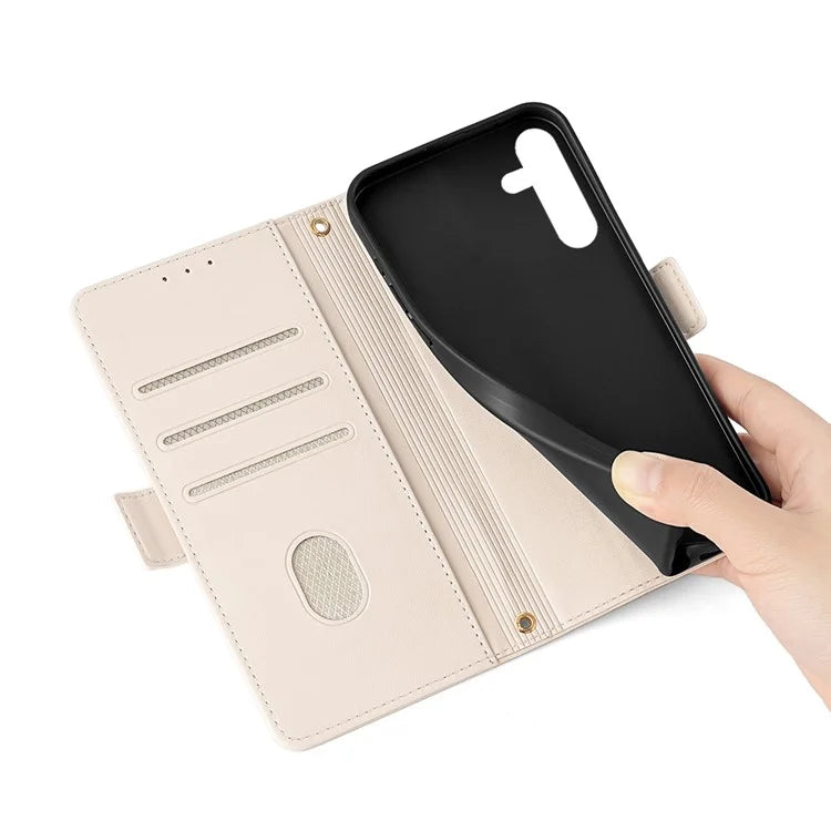 For Samsung Galaxy S24 Case RFID Blocking Leather Phone Cover with Hand Strap / Shoulder Strap