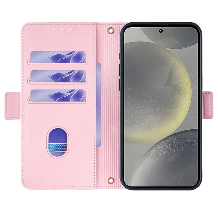 For Samsung Galaxy S24 Case RFID Blocking Leather Phone Cover with Hand Strap / Shoulder Strap
