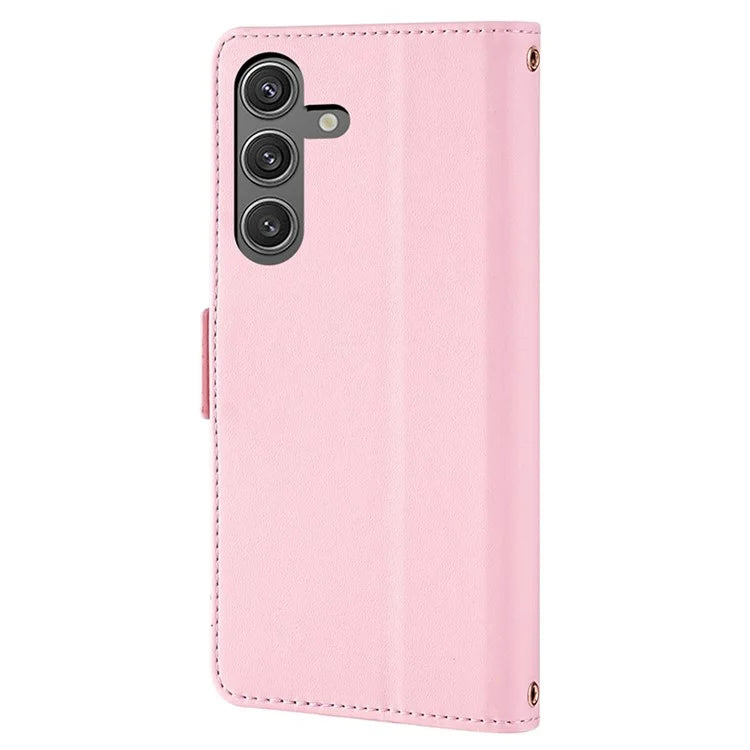 For Samsung Galaxy S24 Case RFID Blocking Leather Phone Cover with Hand Strap / Shoulder Strap