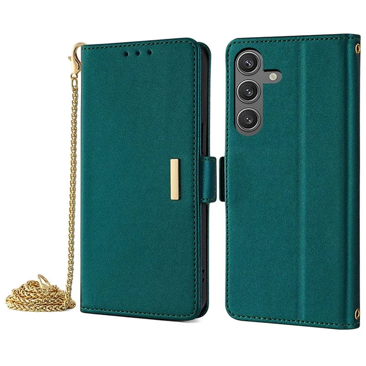 For Samsung Galaxy S24 Case RFID Blocking Leather Phone Cover with Hand Strap / Shoulder Strap