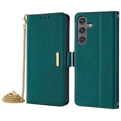 For Samsung Galaxy S24 Case RFID Blocking Leather Phone Cover with Hand Strap / Shoulder Strap