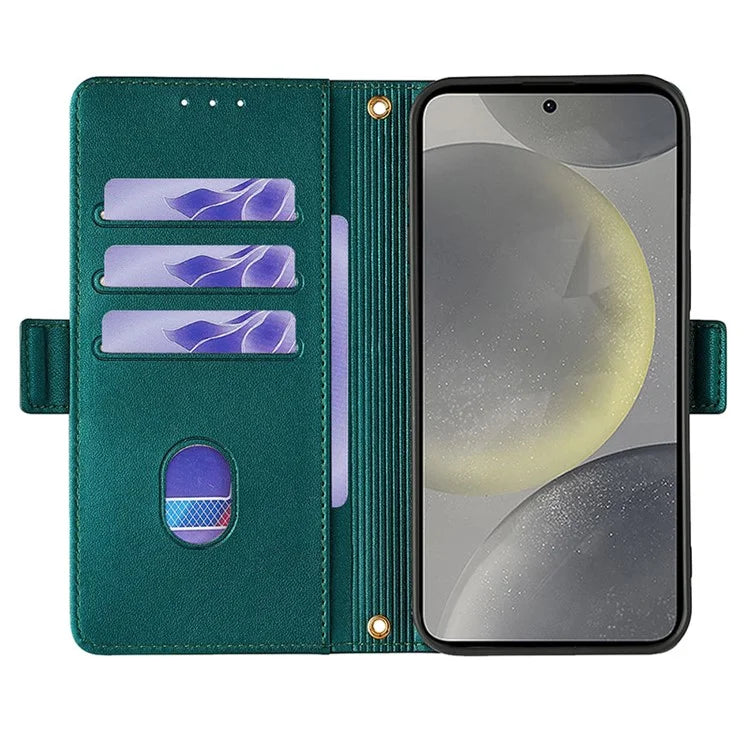 For Samsung Galaxy S24 Case RFID Blocking Leather Phone Cover with Hand Strap / Shoulder Strap