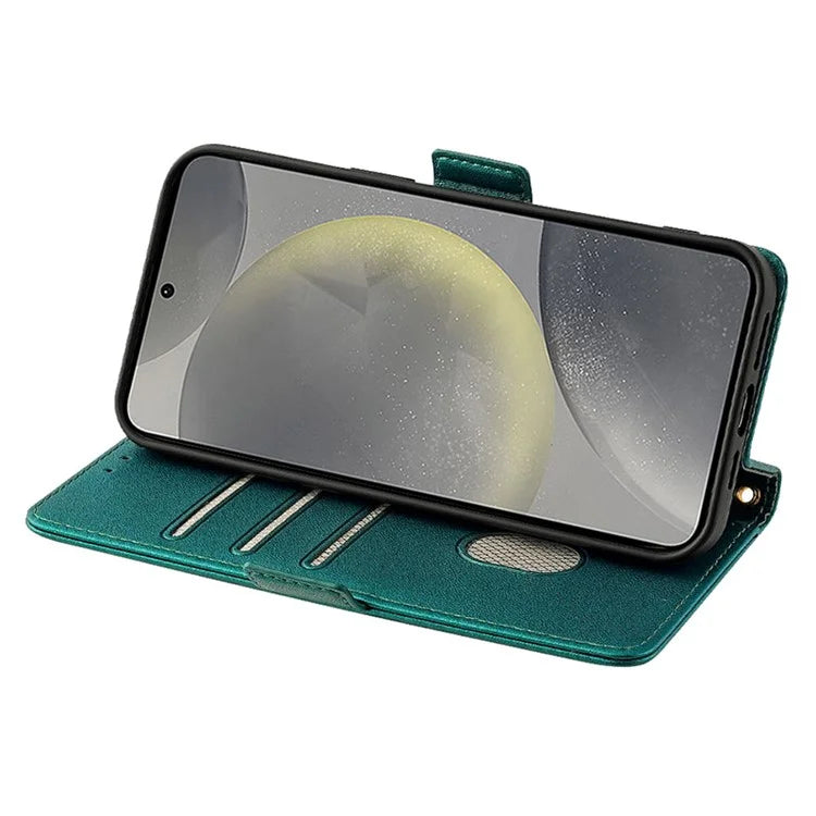 For Samsung Galaxy S24 Case RFID Blocking Leather Phone Cover with Hand Strap / Shoulder Strap