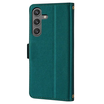 For Samsung Galaxy S24 Case RFID Blocking Leather Phone Cover with Hand Strap / Shoulder Strap