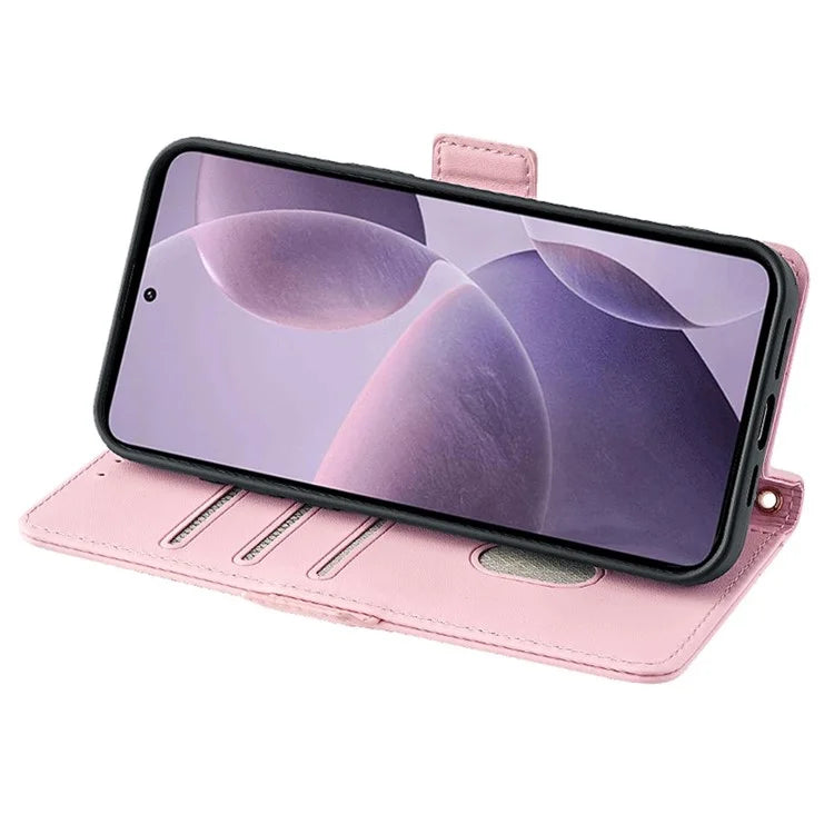 For Xiaomi 14 Pro Case with Golden Chain Shoulder Strap RFID Blocking Leather Phone Cover