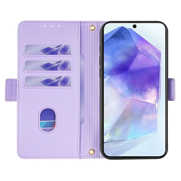 For Samsung Galaxy A55 5G Case RFID Blocking Phone Wallet Cover with 2 Straps