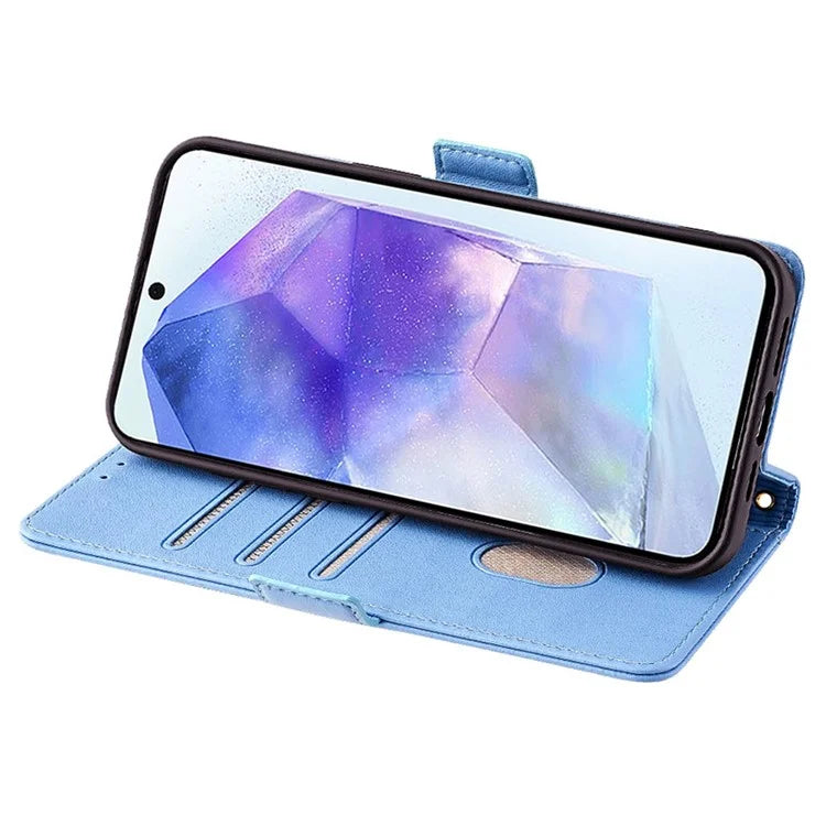 For Samsung Galaxy A55 5G Case RFID Blocking Phone Wallet Cover with 2 Straps