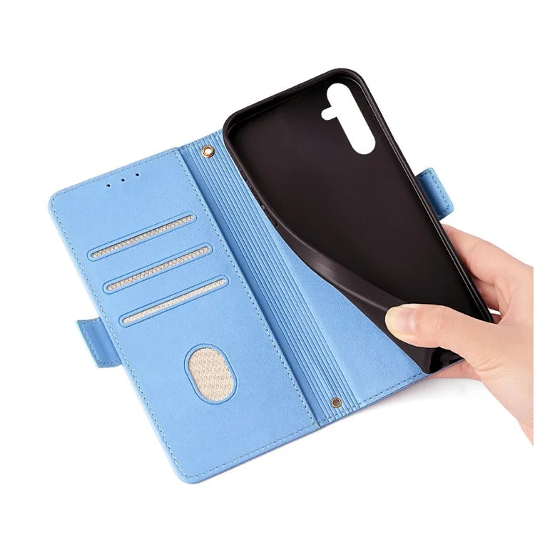 For Samsung Galaxy A55 5G Case RFID Blocking Phone Wallet Cover with 2 Straps
