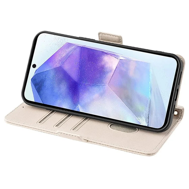 For Samsung Galaxy A55 5G Case RFID Blocking Phone Wallet Cover with 2 Straps