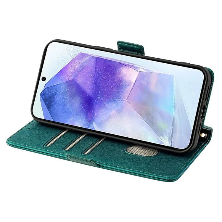 For Samsung Galaxy A55 5G Case RFID Blocking Phone Wallet Cover with 2 Straps