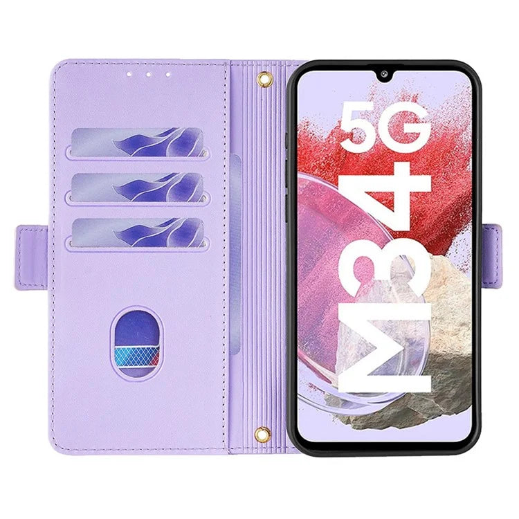 For Samsung Galaxy M34 5G / F34 5G Wallet Case RFID Blocking Leather Phone Cover with 2 Straps