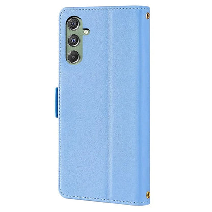For Samsung Galaxy M34 5G / F34 5G Wallet Case RFID Blocking Leather Phone Cover with 2 Straps