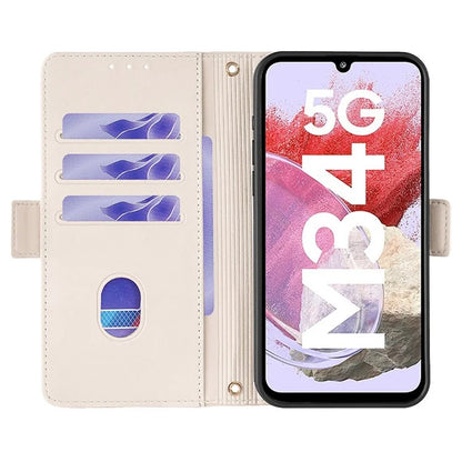 For Samsung Galaxy M34 5G / F34 5G Wallet Case RFID Blocking Leather Phone Cover with 2 Straps